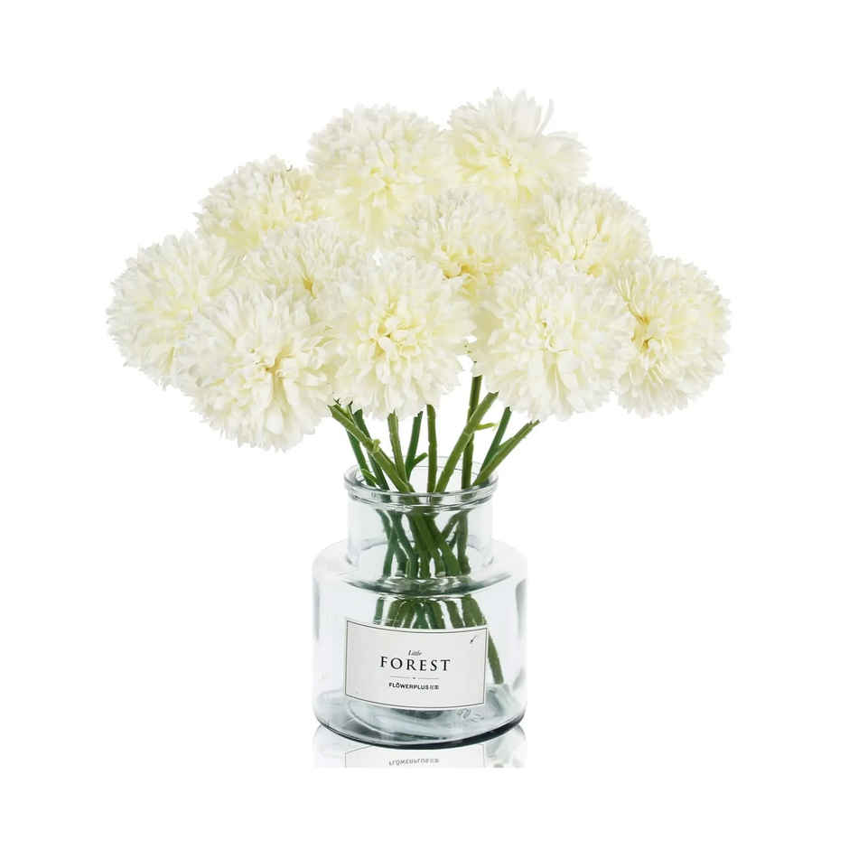 Tied Ribbons Set Of 6 Artificial Ball Flowers Bunches Without Vase