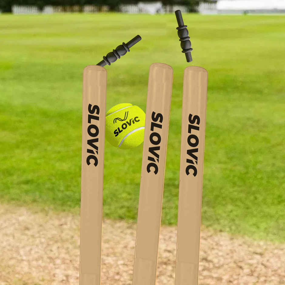 Slovic Cricket Stump Set with Bails & Stand for Practice, Gully Cricket & Net Session