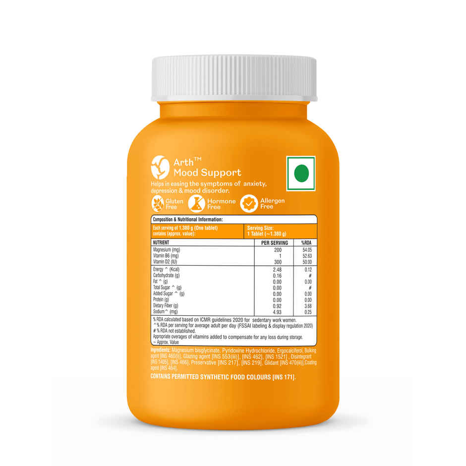 Arth By Emcure Magnesium Supplement | Magnesium Bisglycinate + Vit D2 | Stress & Mood Support