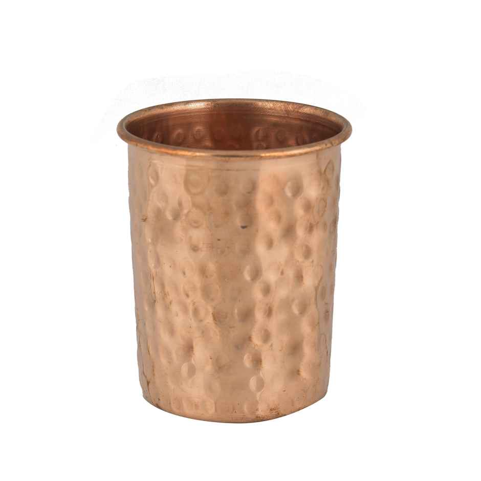OGGN Hammered Copper Water Glass For Daily & Office Use 250 ml, Pure Copper