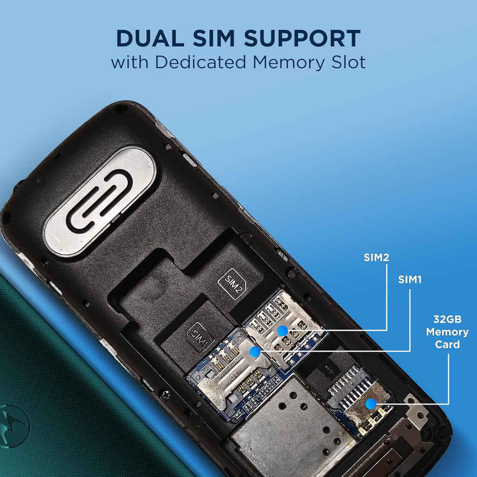 Motorola All-New A200 Dual Sim keypad Phone with Voice Feature | Teal Blue