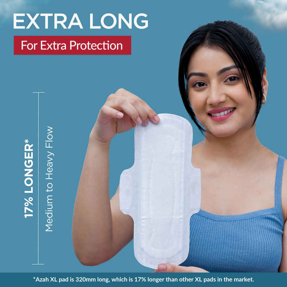 Azah Rash-Free Organic Sanitary Pads | XL | 18 pcs