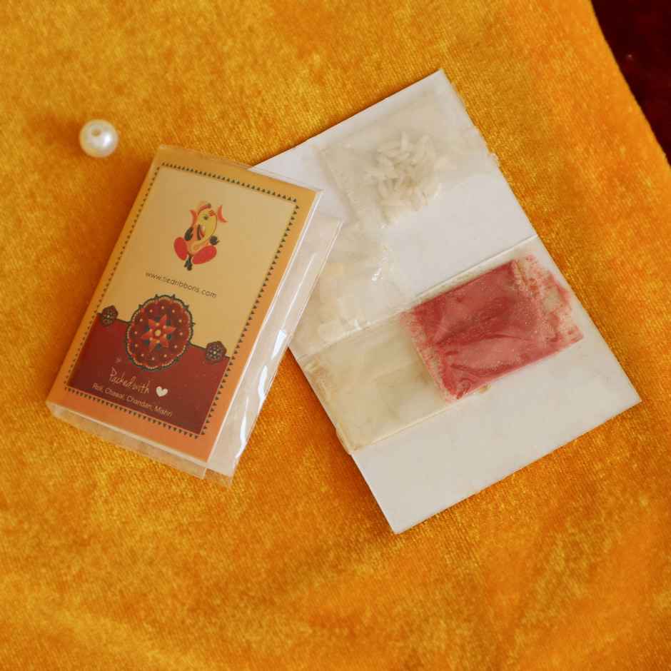 Tied Ribbons Krishna And Ganesha Rakhi For Kids With Roli Chawal (1pc) & Tied Ribbons Flute And Om Rakhi For Brother With Roli Chawal (1pc) Combo