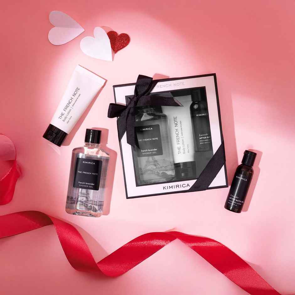 Kimirica French Note Gift Set | Lavender Shower Gel & Body Lotion | Unisex Luxury Gift Set