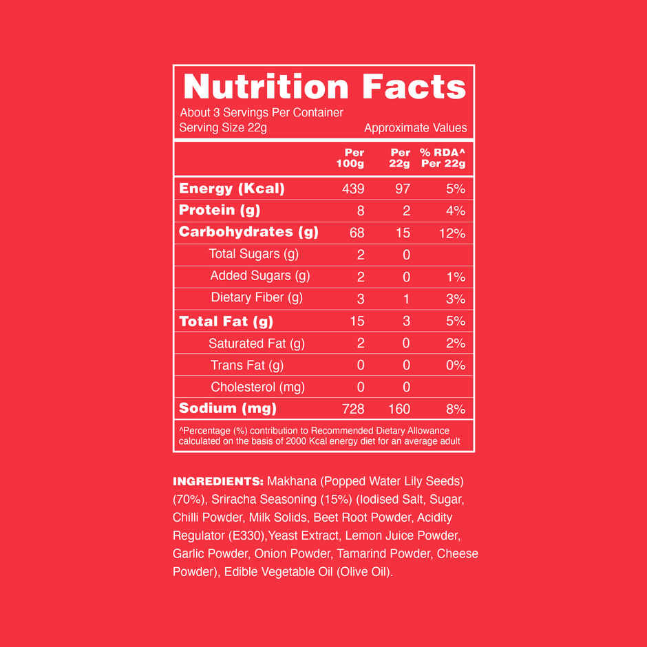Taali Roasted Makhana | Sriracha Spice | Protein Rich, Made In Olive Oil Combo