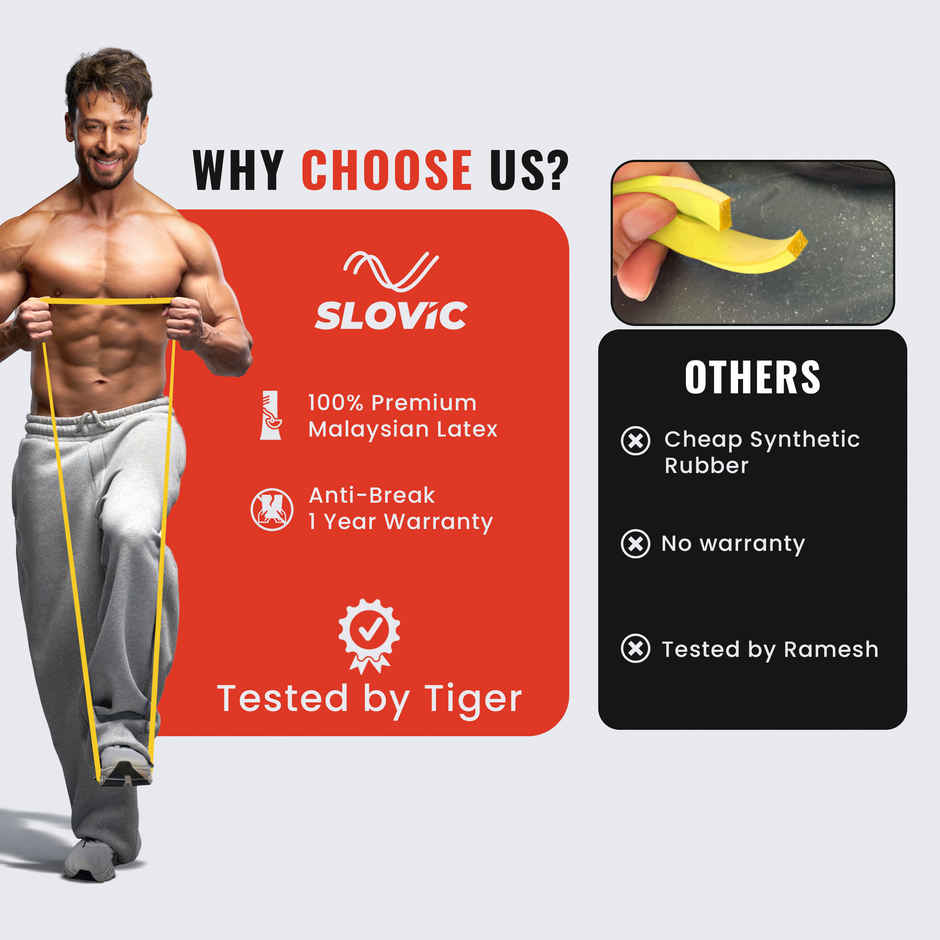 Slovic Heavy Resistance Band | 3-7 kg | For Strength Training & Home Workout | Natural Rubber