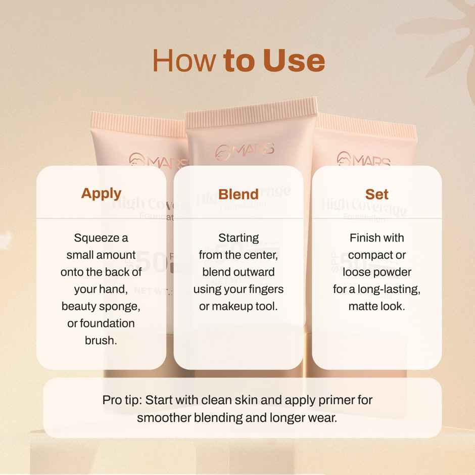 MARS Cosmetics SPF50 PA++++ High Coverage Foundation | 02 SOFT BEIGE