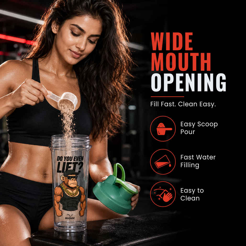 Slovic 700ml Monkey Design Plastic Shaker Water Bottle for Gym, Home & Office Use | Leak-Proof