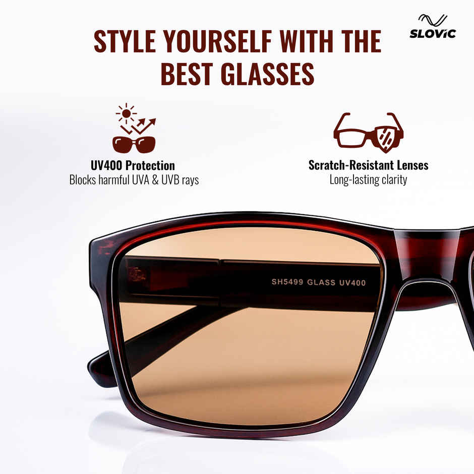 Slovic Stylish Full-Rim Frame Wayfarer Sunglasses for Adults With UV Protected Lenses | Brown