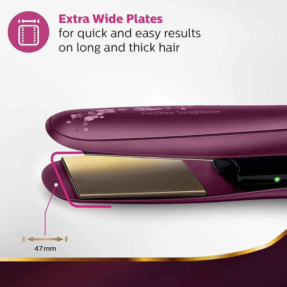 Philips Kerashine Titanium Wide Plate Straightener | SilkProtect Instant Shine | BHS738/00