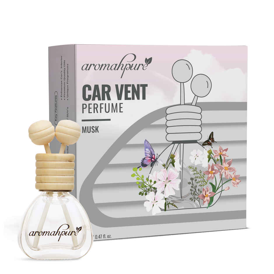 Aromahpure Car Perfume Vent Clip with Wooden Reed Stick | Musk Fragrance | Last upto 30 days