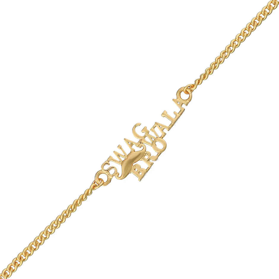 Voylla Swag Wala Bro Gold Tone Bracelet Style Rakhi - Trendy And Stylish