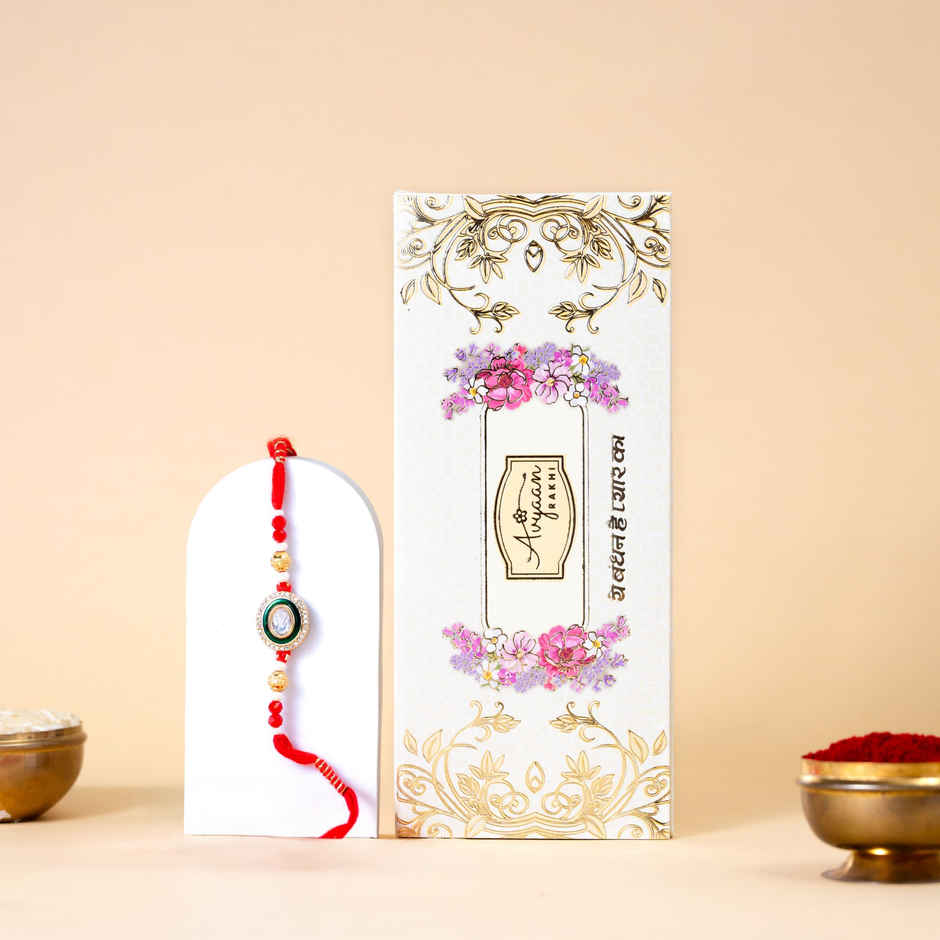 American Diamond Premium A.D. Kundan Rakhi (Avyaan Rakhi) Set of 1