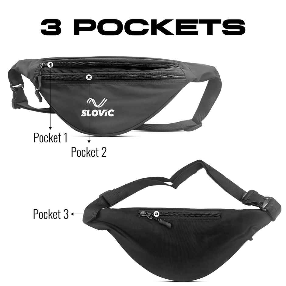 Slovic Waist Bag with 3 Pockets | Suitable for Travelling