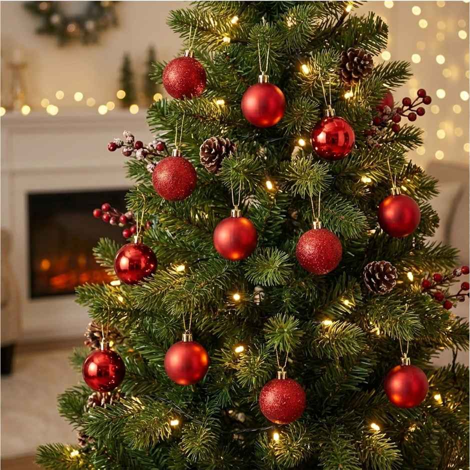 Christmas Decoration Hanging Balls | Red | Picfest
