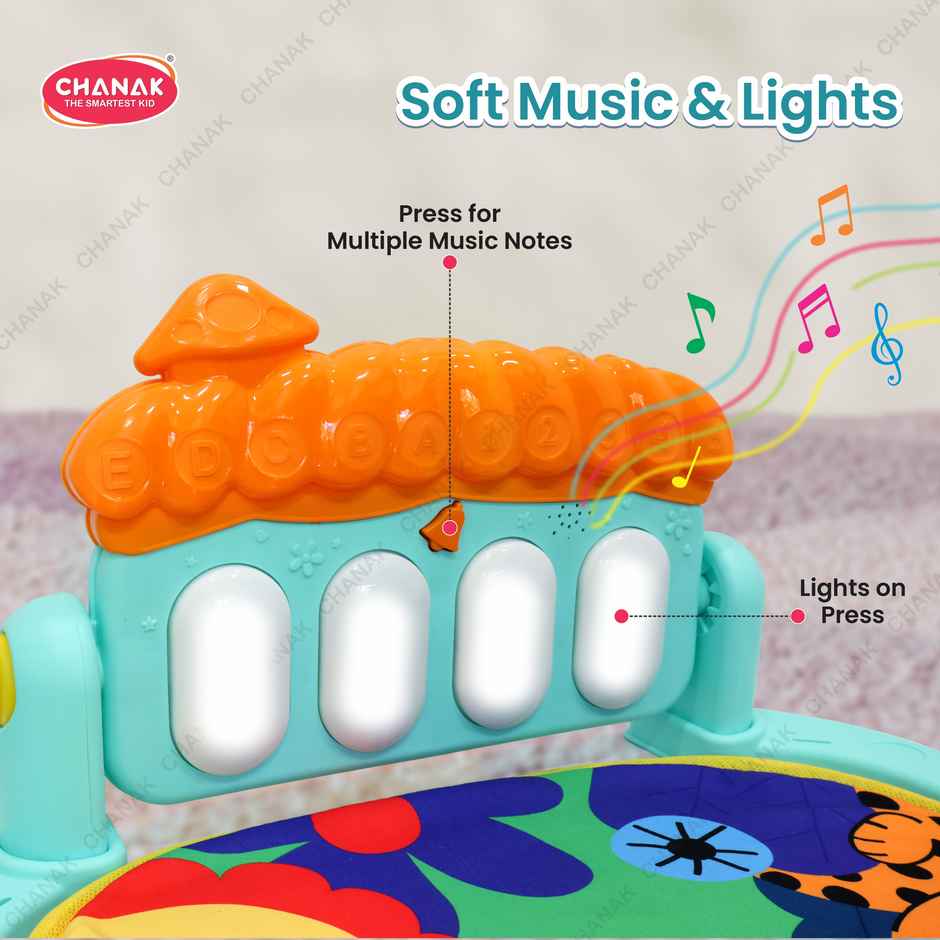Aditi Toys Baby Piano Play Mat, Musical Activity Center With 5 Infant Sensory Toys, Music & Lights.