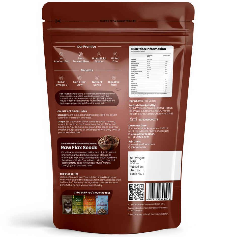 Khari Foods Premium Flax Seeds | Seeds for Eating | Source of Iron & Fibre
