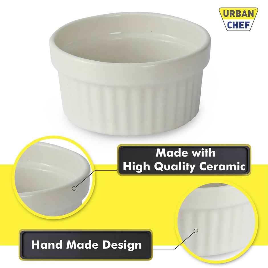 Urban Chef Ramekin Ceramic Bowl - Sea White 2 Pcs | Set of 2 - 225 Each