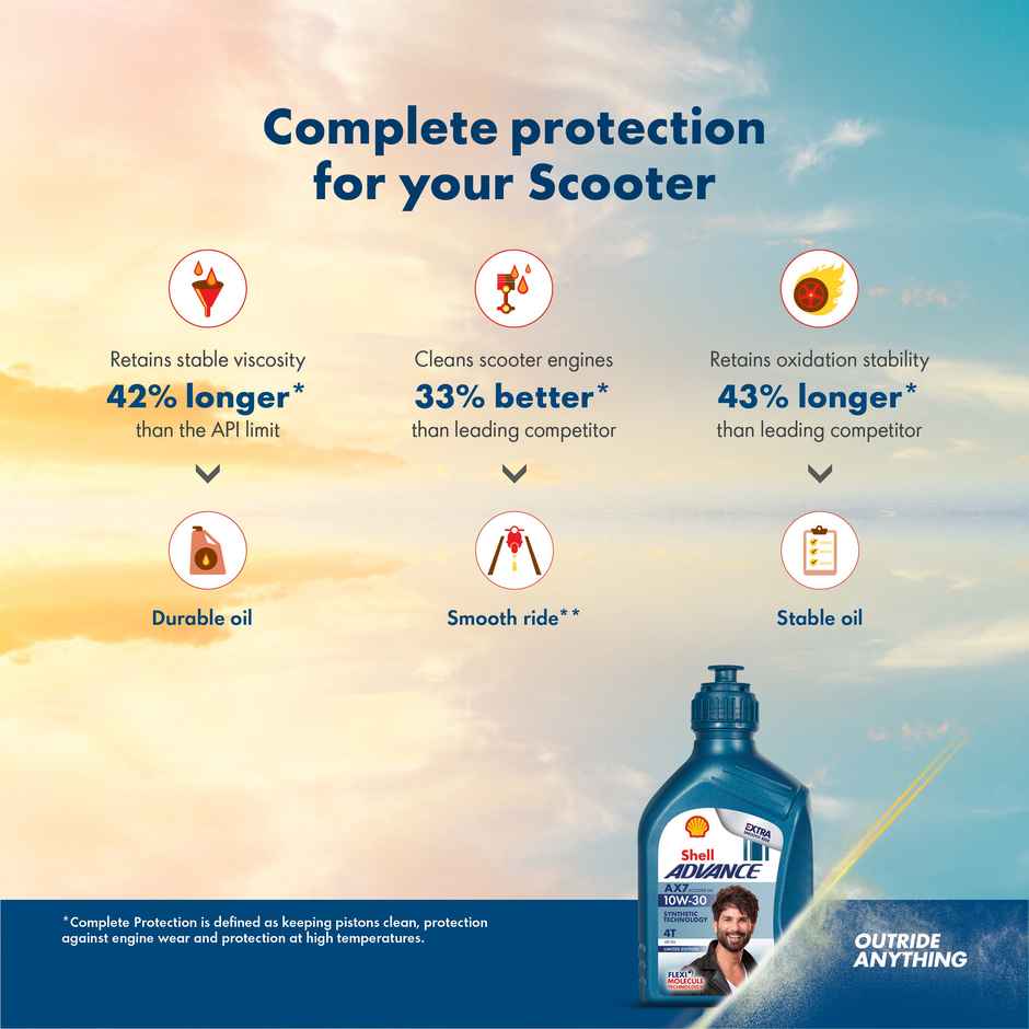 Shell Advance AX7 10W-30 API SN Synthetic Blend Scooter Engine Oil