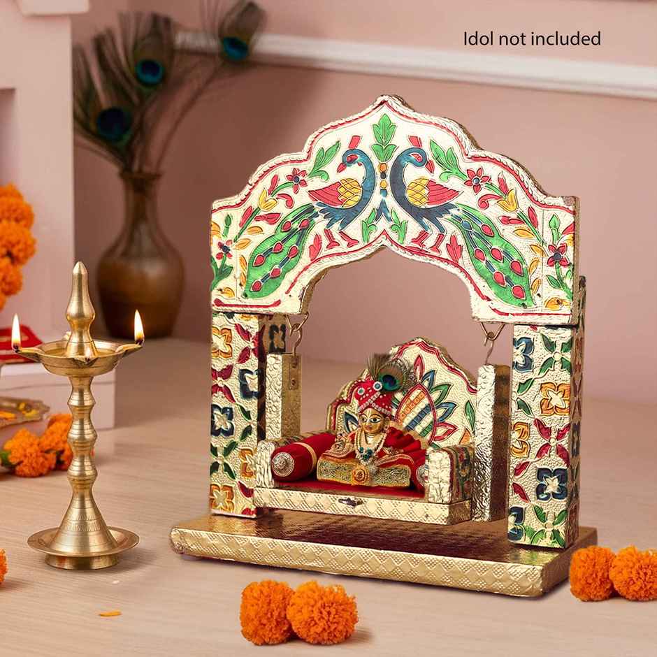 Peacock Aluminium Jhula for Laddu Gopal | Krishna Janmashtami Special