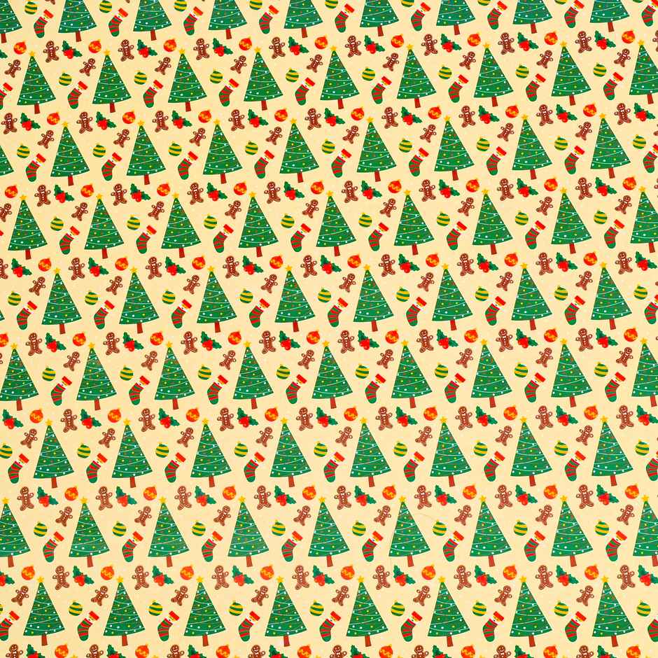 Xmas Tree Beige Wrapping Paper | Mad Over Print