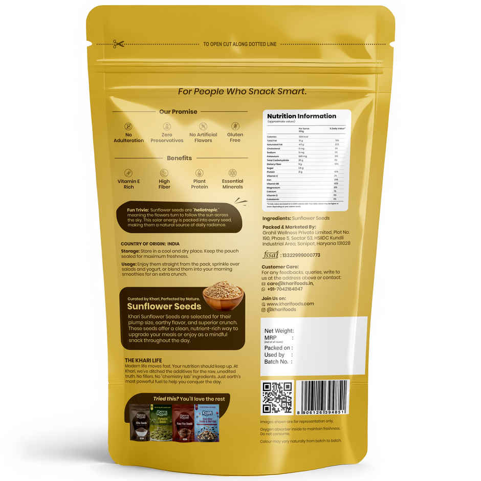 Khari Foods Premium Sunflower Seeds | Fibre Rich | Seeds for Eating