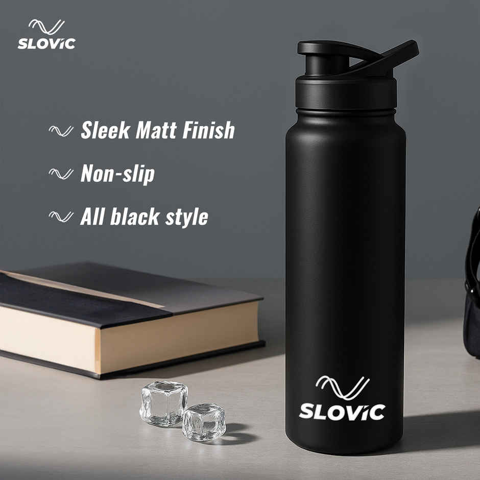Slovic Steel Water Bottle with Sipper Cap 100% leak | Proof & BPA Free | 1 L