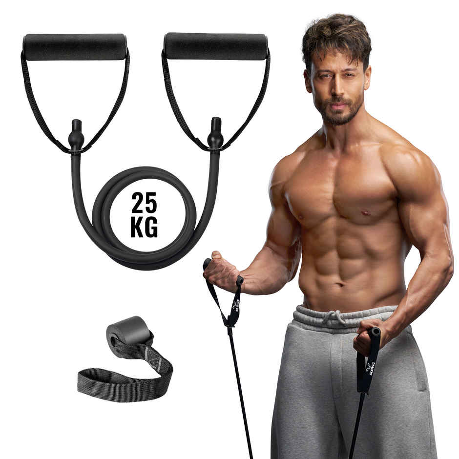 Slovic 25Kg Tube Resistance Band for Full Body Workout & Exercise - Natural and Unbreakable Rubber