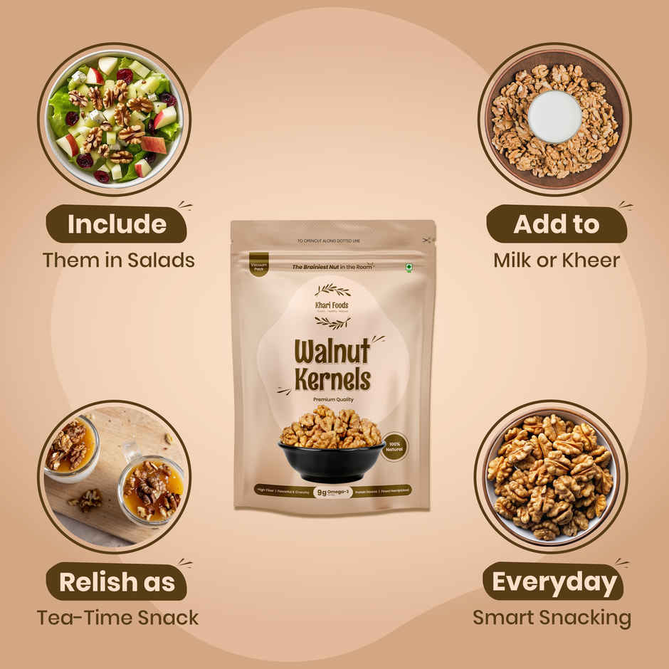 Khari Foods Premium Chile Walnut Kernels / Akhrot Giri Dry Fruits