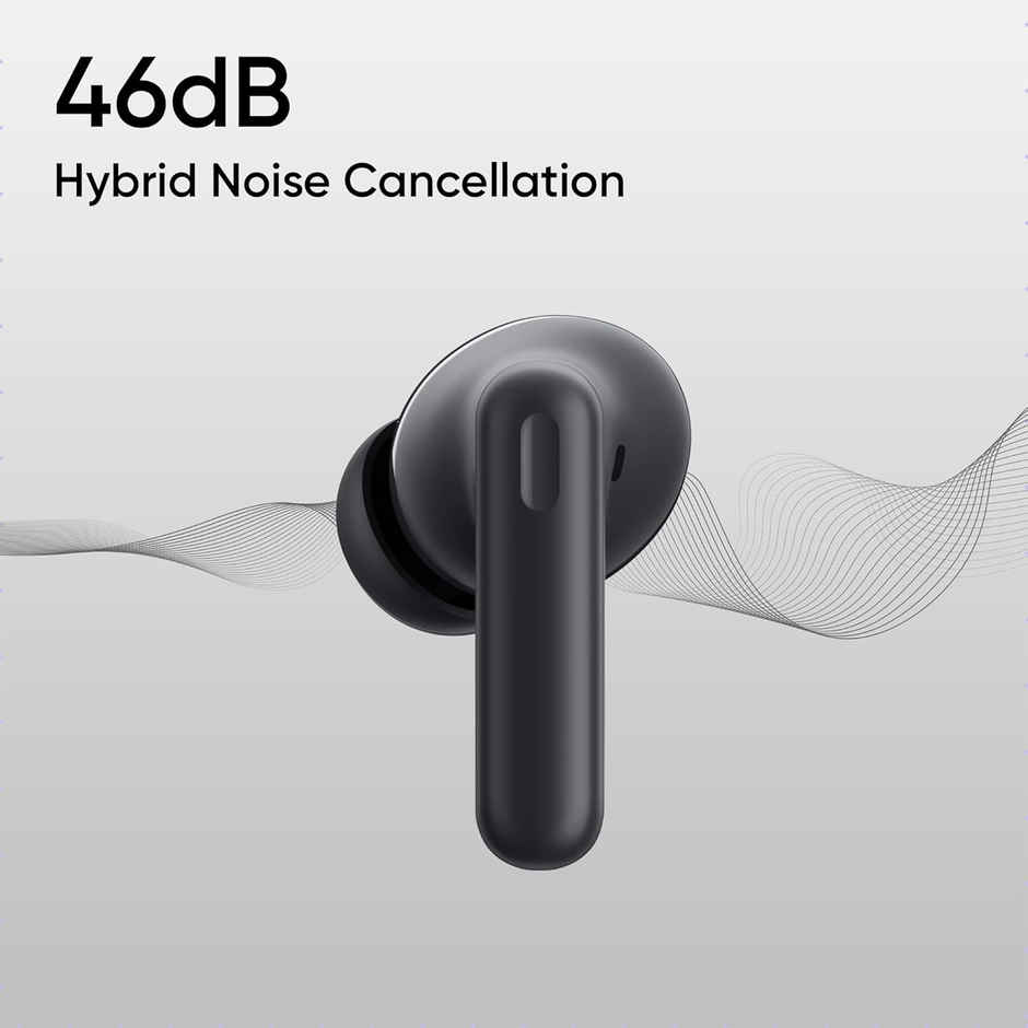 Realme Buds T310 in-Ear TWS Earbuds with 46dB Hybrid ANC, 360 Degree Spatial Audio, 12.4mm Dynamic Bass Driver, Upto 40Hrs Battery and Fast Charging - Vibrant Black