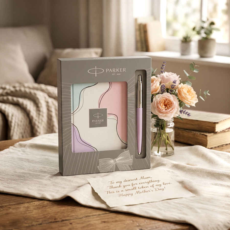 Parker Jotter Std CT BP Pink Pastel Pen with Printed Notebook