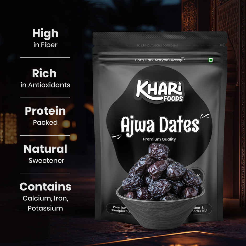 Khari Foods Premium Ajwa Dates | Minerals Rich Khajur Dry Fruit Khajoor