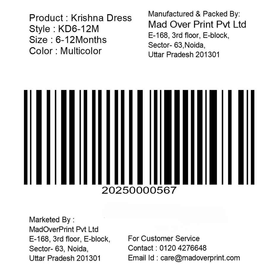 Cotton Krishna Dress | 6-12 Months | Mad Over Print