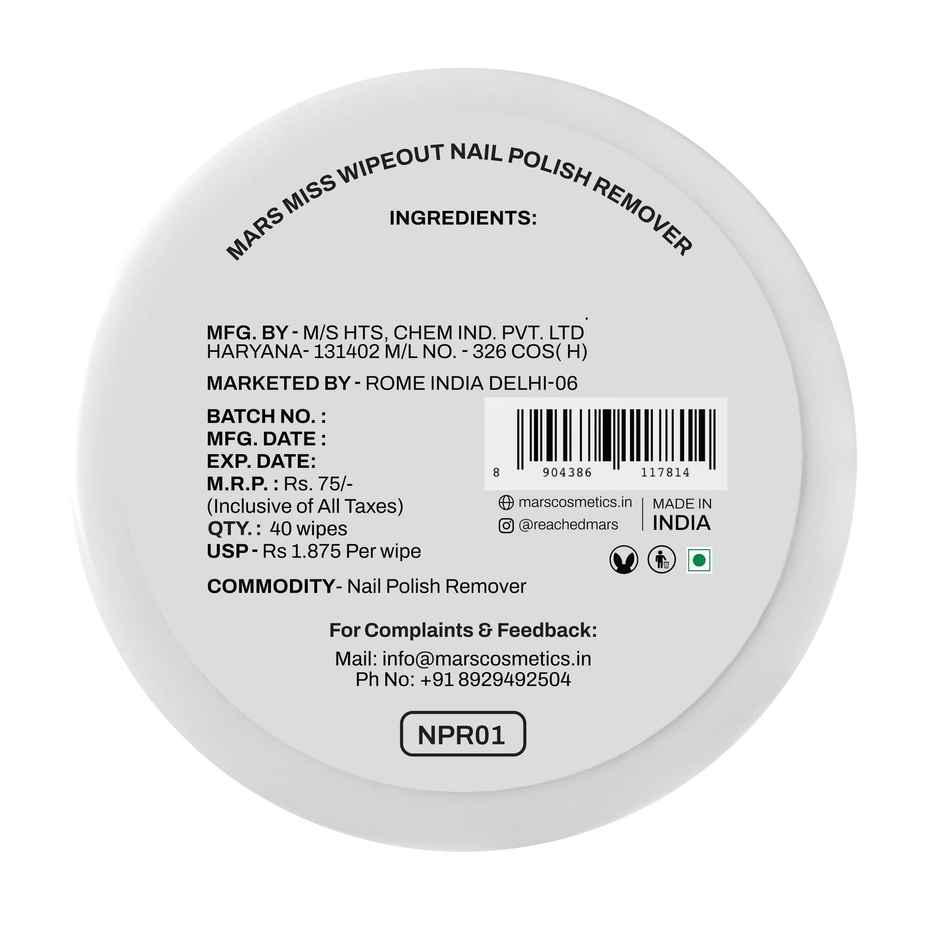 MARS Cosmetics Miss Wipe Out Nail Polish Remover Wipes