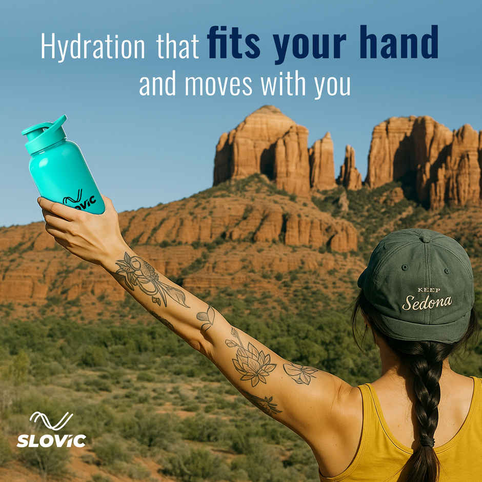 Slovic 600ml Water Bottle with Sipper Cap for Gym, Travel, Sports & Hydration-100% BPA Free