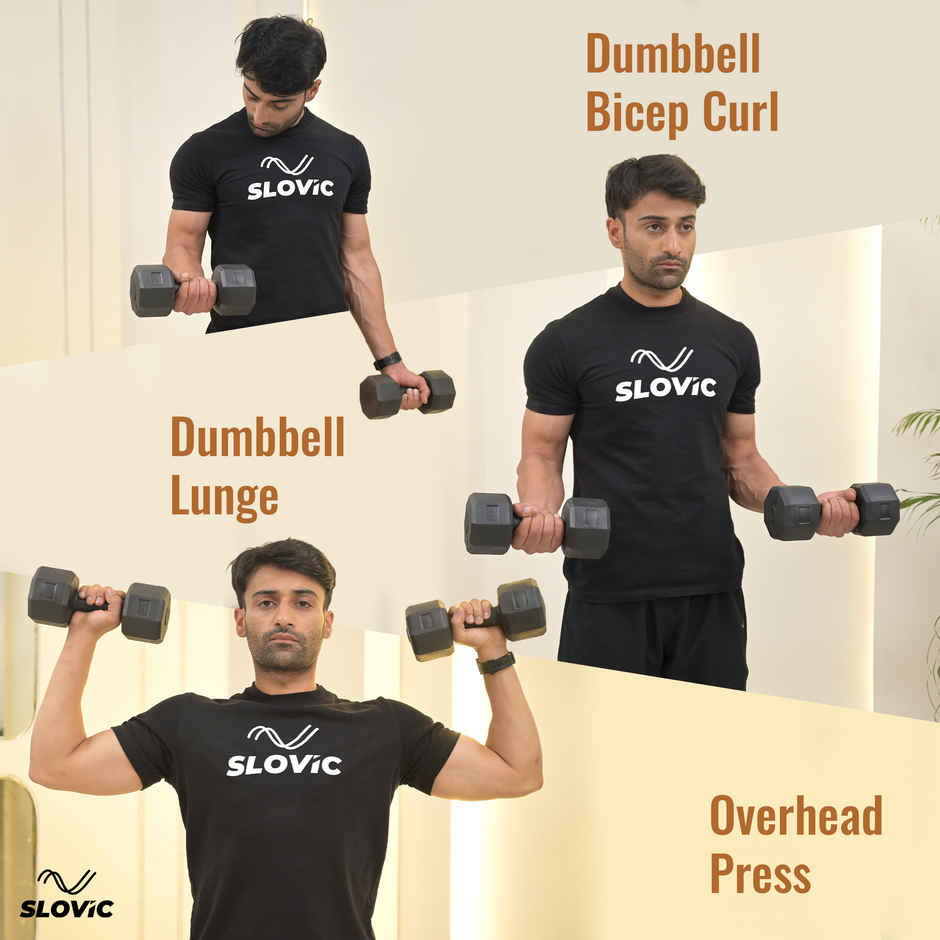 Slovic PVC Dumbbell Set (3 kg X 2) | Black | for Weightlifting & Home Gym | Non-Slip Coated Handle