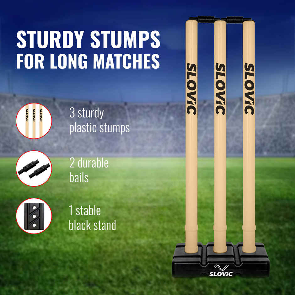 Slovic Kids Cricket Kit with (81cm) Bat & Full Wicket Set for Indoor & Outdoor Games