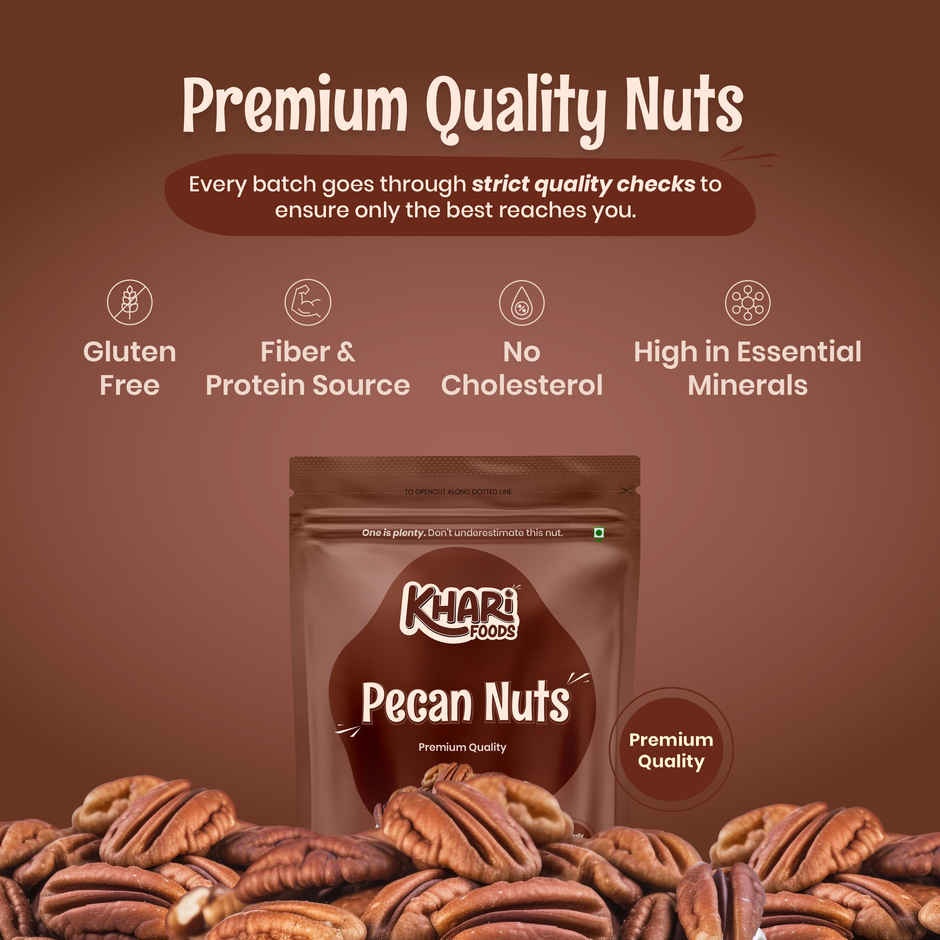 Khari Foods Premium Pecan Nuts, Healthy Snack, Rich in Protein