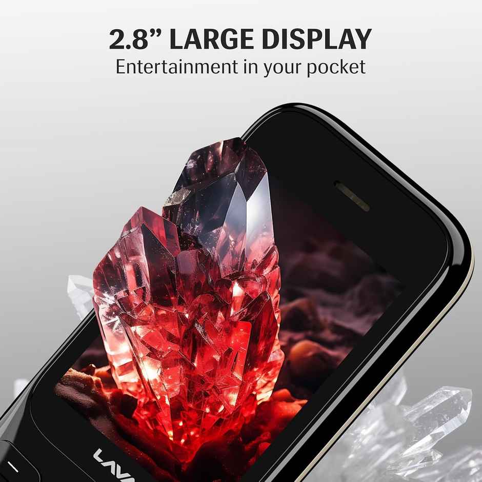 Lava Gem 2025 Dual Sim Keypad Phone 2.8 inch Display, Camera & Flash | 2575mAh Smart AI Black Gold