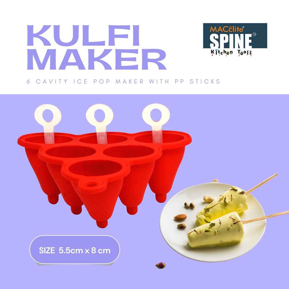 Spine Silicone Kulfi Mould With Six Pp Sticks |red