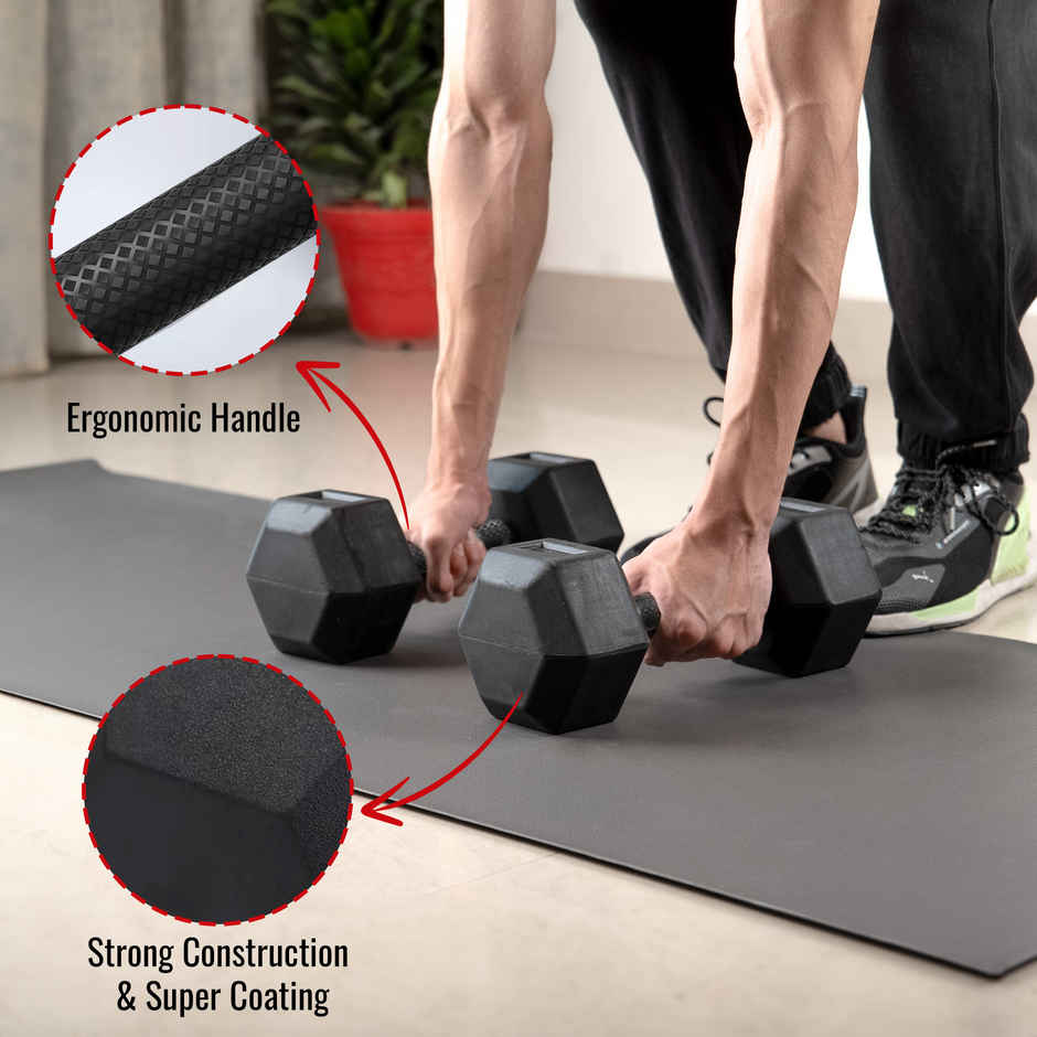 Slovic PVC Dumbbell Set (1 kg x 2) | Black | for Weightlifting & Home Gym | Non-Slip Coated Handle