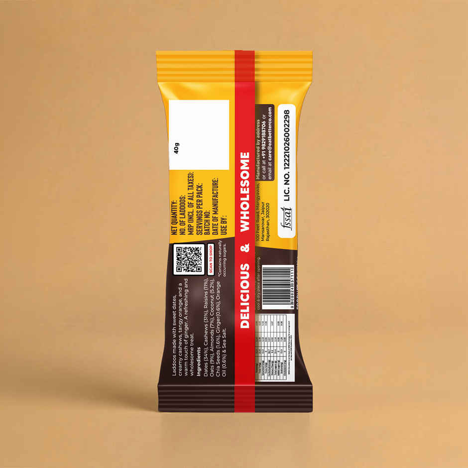 Eat Better Co Orange & Ginger Laddoos | No Added Sugar | High Protein, Truly Natural