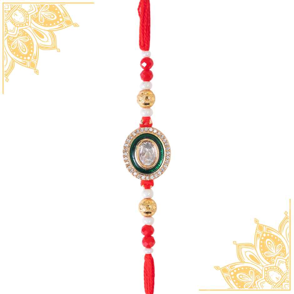 American Diamond Premium A.D. Kundan Rakhi (Avyaan Rakhi) Set of 1