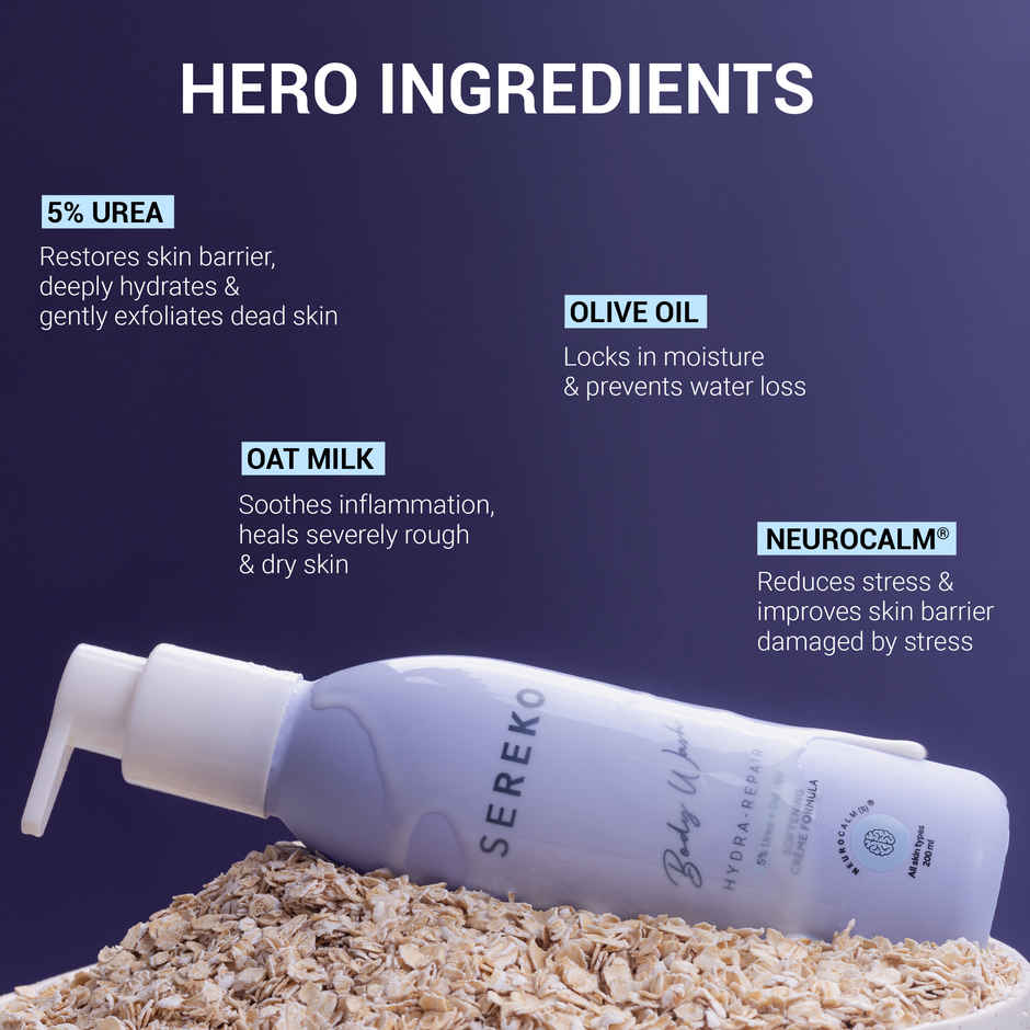 SEREKO Body Wash with Olive Oil & Oat Milk | No Acne, Moisturising, Brightening | Paraben & Sulphate Free