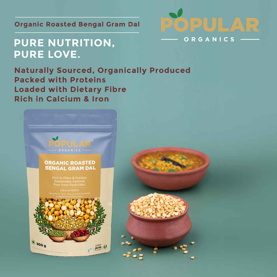 Popular Organics Fried Gram Split - Roasted Bengal Gram Dal