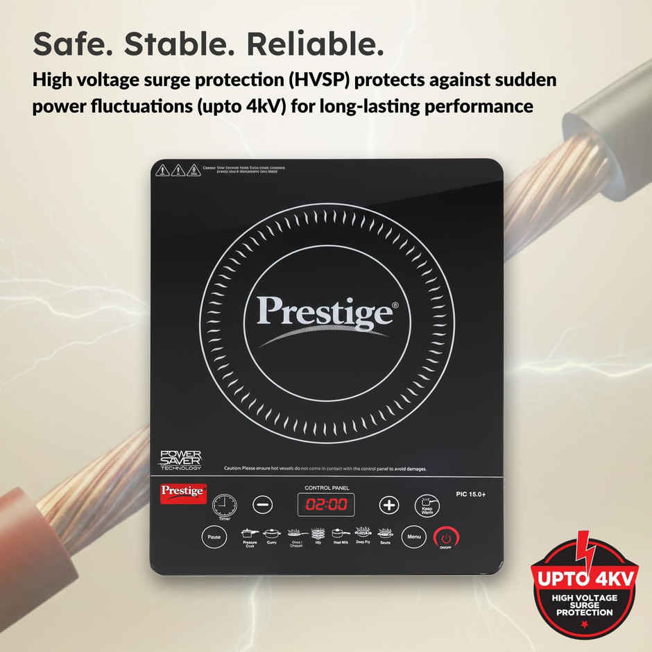 Prestige Pic 15.0 Plus 1900-Watt Induction Cooktop| Indian Menu Option| Automatic Voltage Regulator