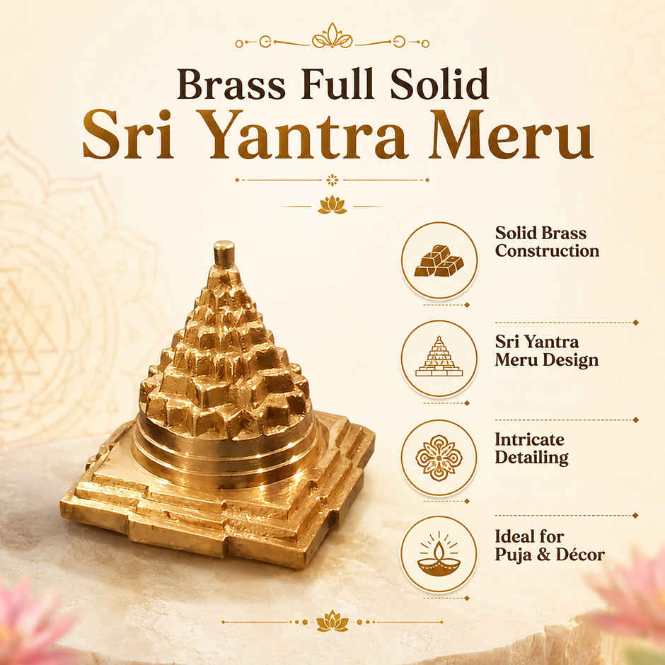 Brass Full Solid Sri Yantra Meru | 1.5 Inch | Svasti