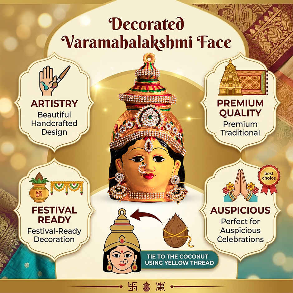 Lakshmi Decorated Face | Varalakshmi Ammavaru Mukhota | Kalash & Idol Decoration | Varalakshmi Vratham | Svasti