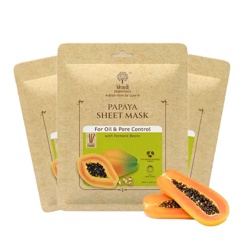 TAC - The Ayurveda Co. Khadi Essentials Papaya Sheet Mask for Oil Control and Brightening Skin