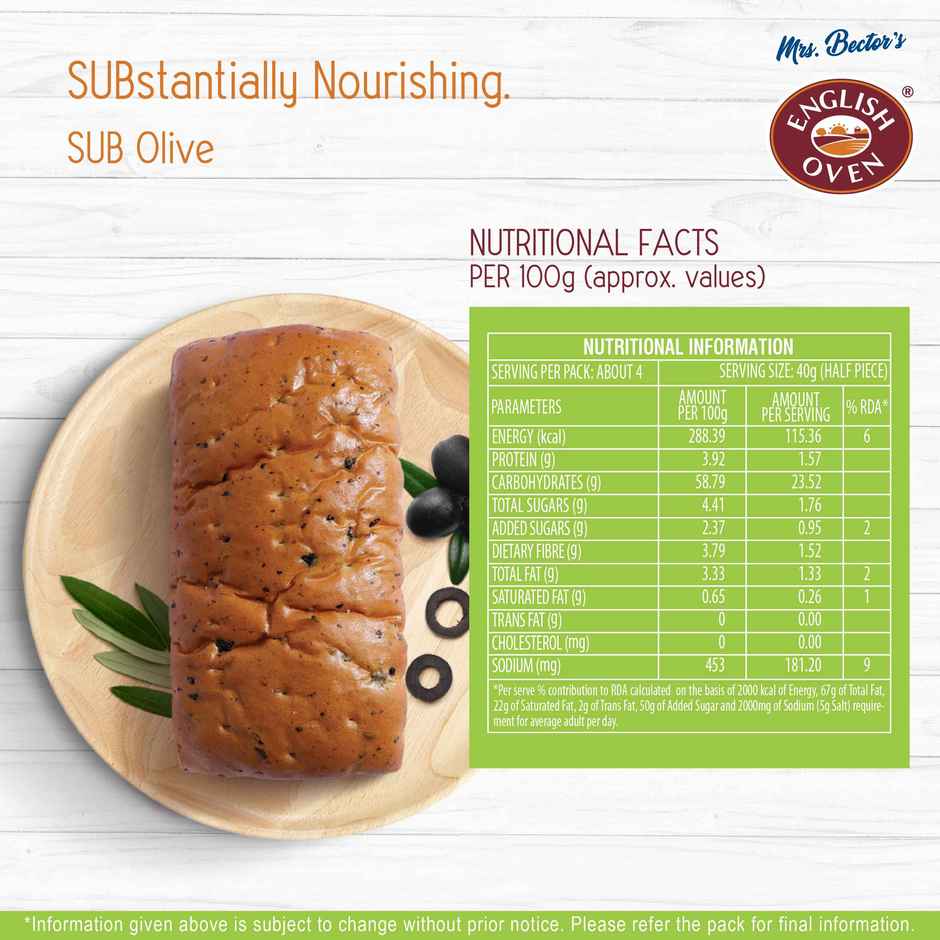 English Oven Sub Olive Bread